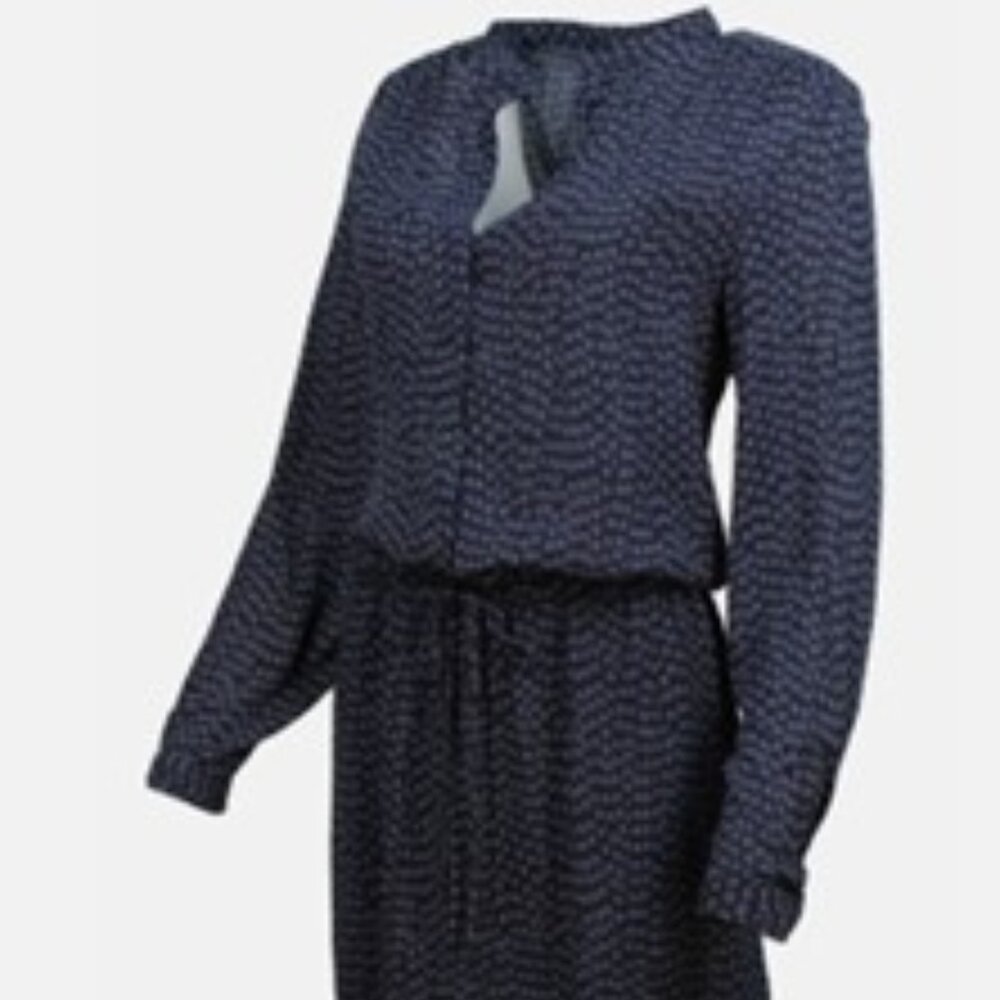 Hilary Radley long sleeve shirt Tunic Dress chevron navy & white sz large